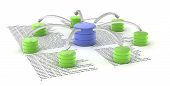 picture of business concept  - A set of databases as concept for redundancy and data distribution - JPG 