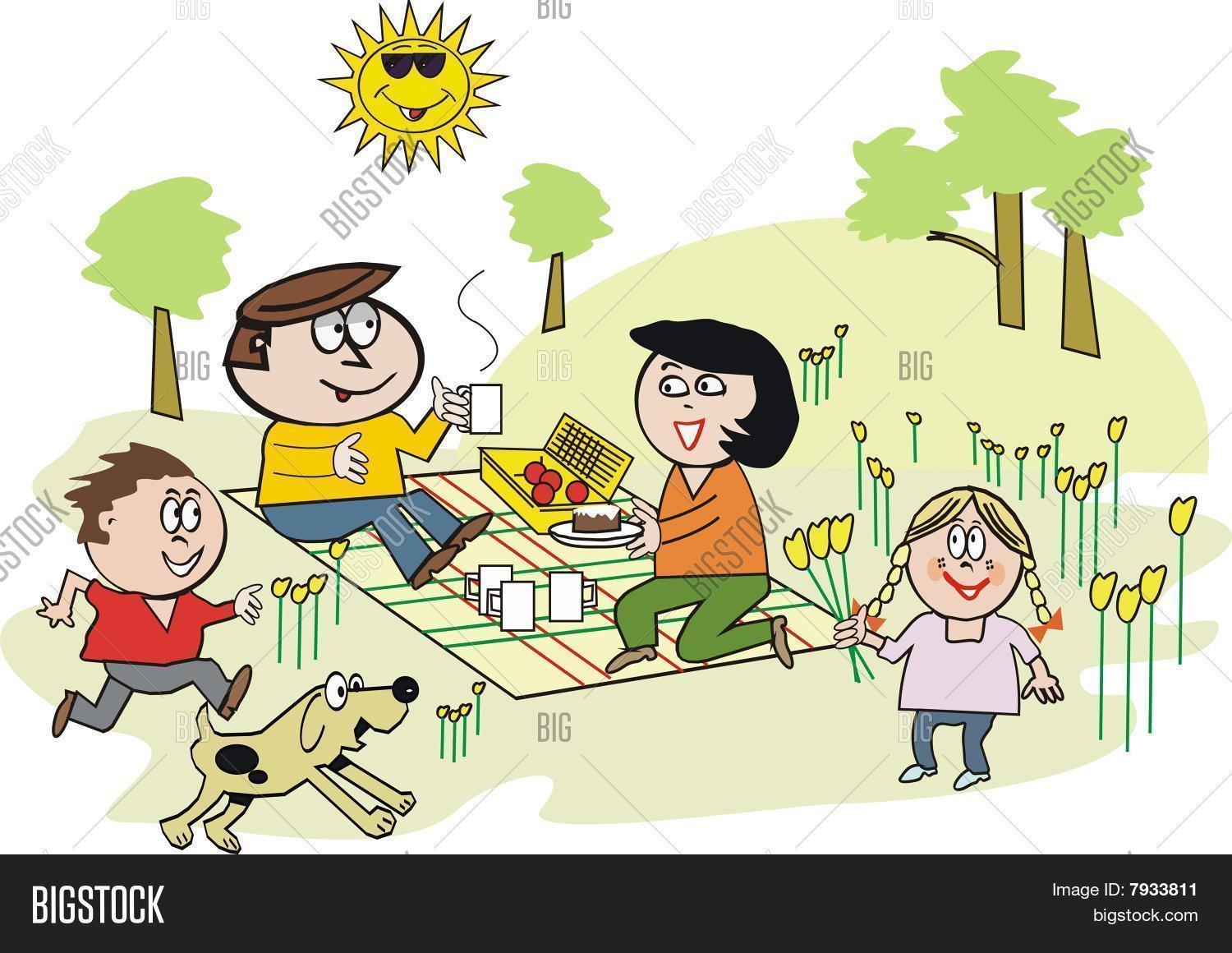 Happy Family Picnic Cartoon Vector & Photo Bigstock