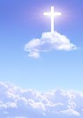 picture of blue sky  - Cross on cloud in blue sky  - JPG 