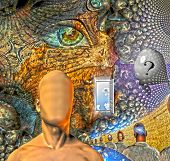 picture of surreal  - Human dream like scene in organic windows - JPG 