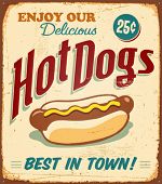 stock photo of metal  - Vintage Hot Dogs Metal Sign  - JPG 