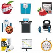 stock photo of health  - Set of the fitness and weight loss related icons - JPG 