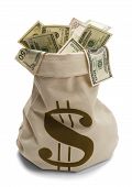 pic of money  - Bank Bag full of US Money with Money Symbol isolated on a white background - JPG 