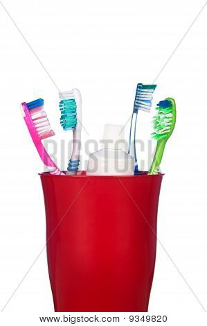 Stock photo : Toothbrushes In A Cup