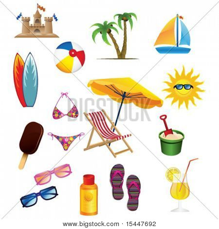 Picture or Photo of Beach icon set