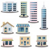 stock photo of buildings  - Building icons set - JPG 