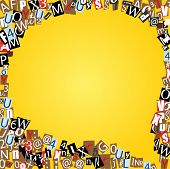 stock photo of talking  - Vector talk bubble of letters from newspaper and magazines on yellow - JPG 