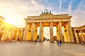 picture of gate  - Brandenburg gate at sunset - JPG 