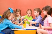 stock photo of kindergarten  - Art and craft activity in the kindergarten - JPG 