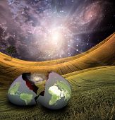 foto of surreal  - Earth egg is hatched - JPG 