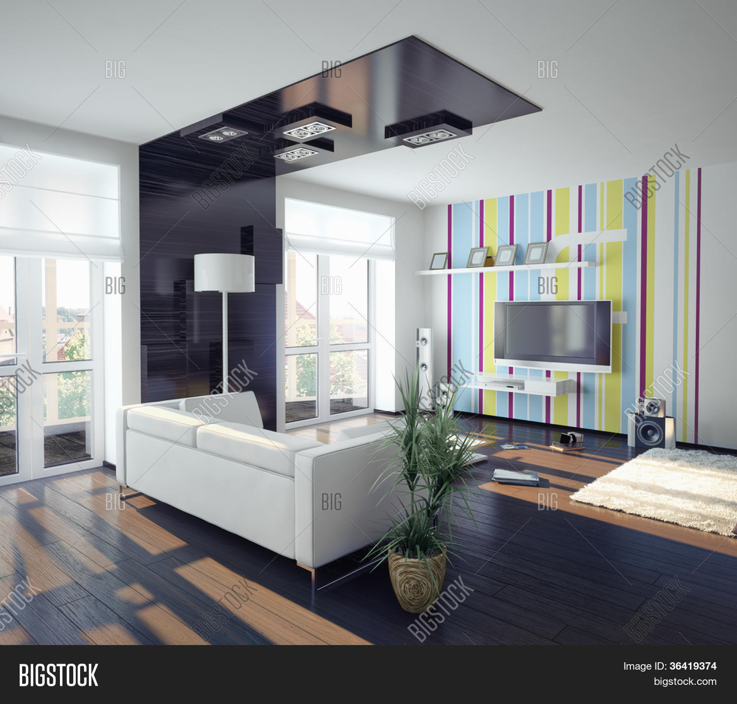 Moderne concept van woonkamer design (afbeelding) stock foto ...