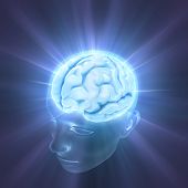picture of brain  - Head illuminated by the energy of the brain - JPG 
