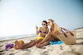 picture of beach  - two young females at the beach - JPG 