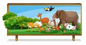 stock photo of animals  - illustration of Animals in jungle on a board - JPG 