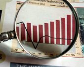 pic of conglomerate  - a magnifying glass focusing on a chart in the business section of the newspaper - JPG 