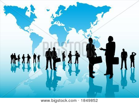 Picture or Photo of Team concept with a world map and group of people