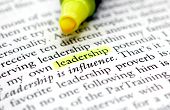 stock photo of leadership  - The word leadership highlighted with a yellow marker - JPG 