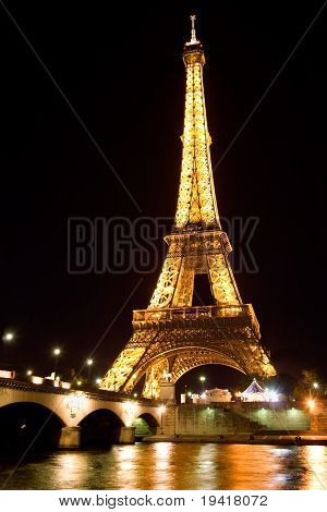 Eiffel Tower Seine Night Pictures on May 17   Illuminated Eiffel Tower At Night Overlooking The River Seine