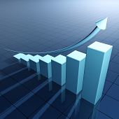 image of investment  - Arrow and bar chart illustrating growth  - JPG 