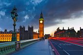 stock photo of bridge  - Big Ben at night - JPG 