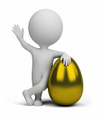 foto of future  - 3d small person standing next to a golden egg - JPG 