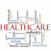 stock photo of health  - A Healthcare word cloud concept with terms such as reform industry insurance hospital doctor nursers and more - JPG 