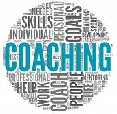 stock photo of business concept  - Coaching concept related words in tag cloud isolated on white - JPG 