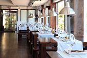 picture of restaurant  - inner vista of modern restaurant whith tables and glass - JPG 