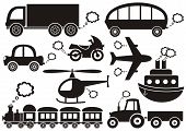 picture of transportation  - set of black transport icons on white background - JPG 
