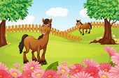 picture of horse  - Illustration of horses on a field in a beautiful nature - JPG 