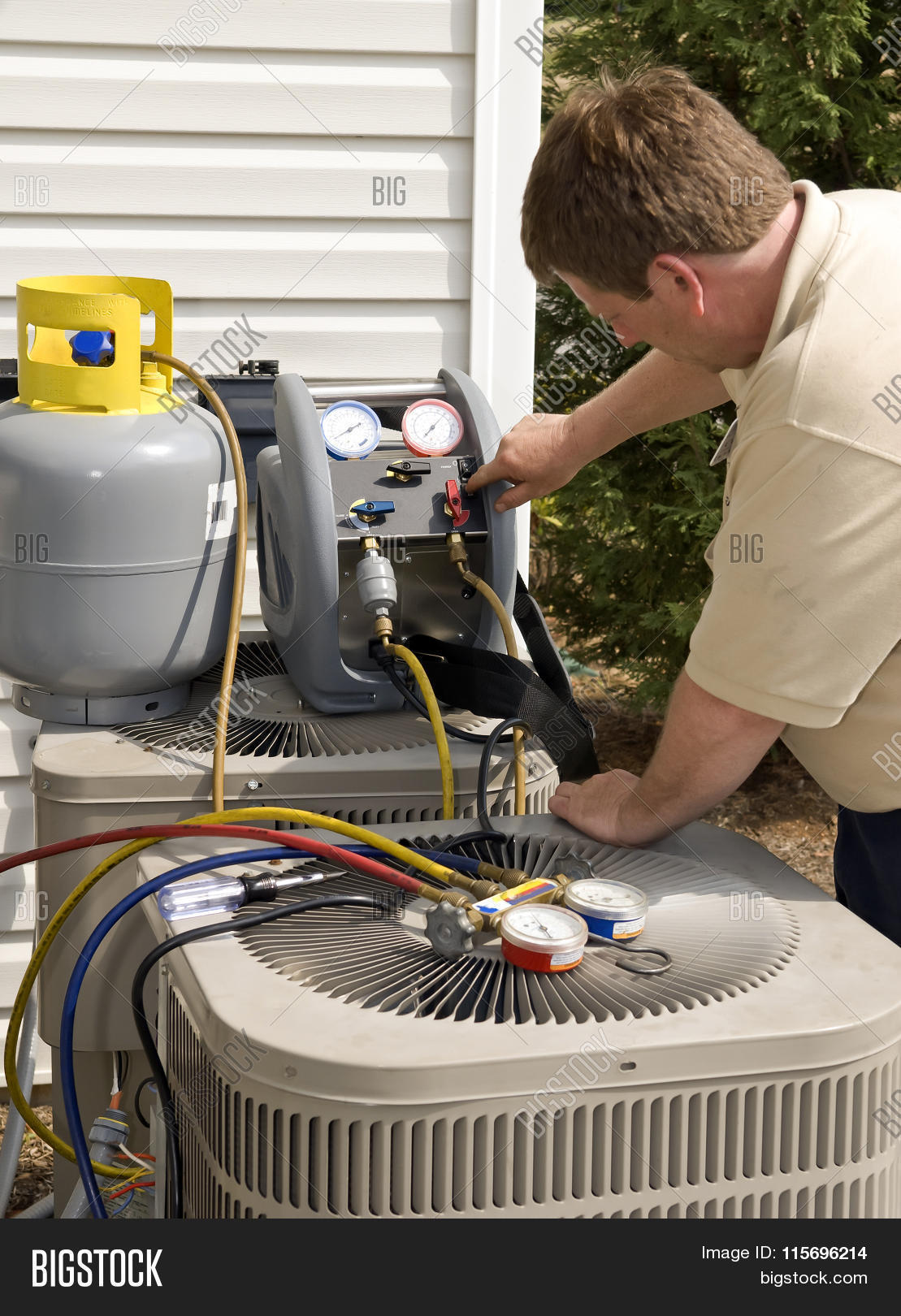Air Conditioning Repair Man Image & Photo Bigstock