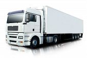 foto of truck  - Big White Semi Truck Isolated with Reflection - JPG 
