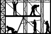 picture of construction  - Construction workers silhouette isolated on white background - JPG 