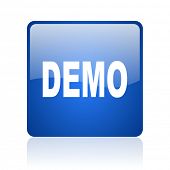 pic of web  - demo blue square glossy web icon on white background - JPG 