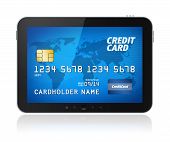 pic of http  - Digital tablet like apple ipad with credit card on screen - JPG 
