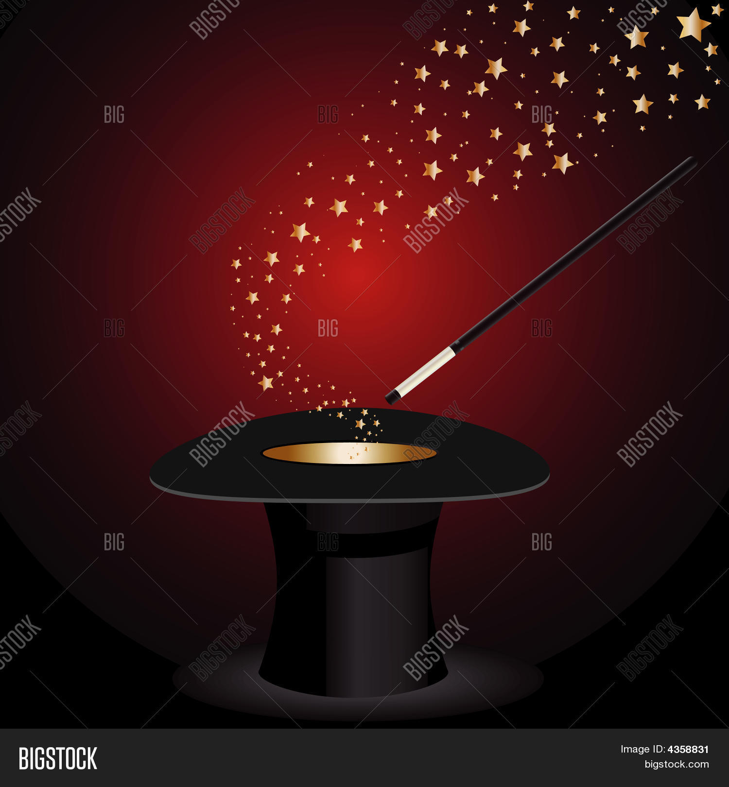 Top Hat Magic Wand Stars Vector & Photo Bigstock