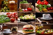 picture of food  - collage of still life of different food and drinks - JPG 