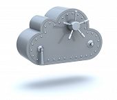 image of internet  - Safe Cloud Computing 3D Concept over white background - JPG 