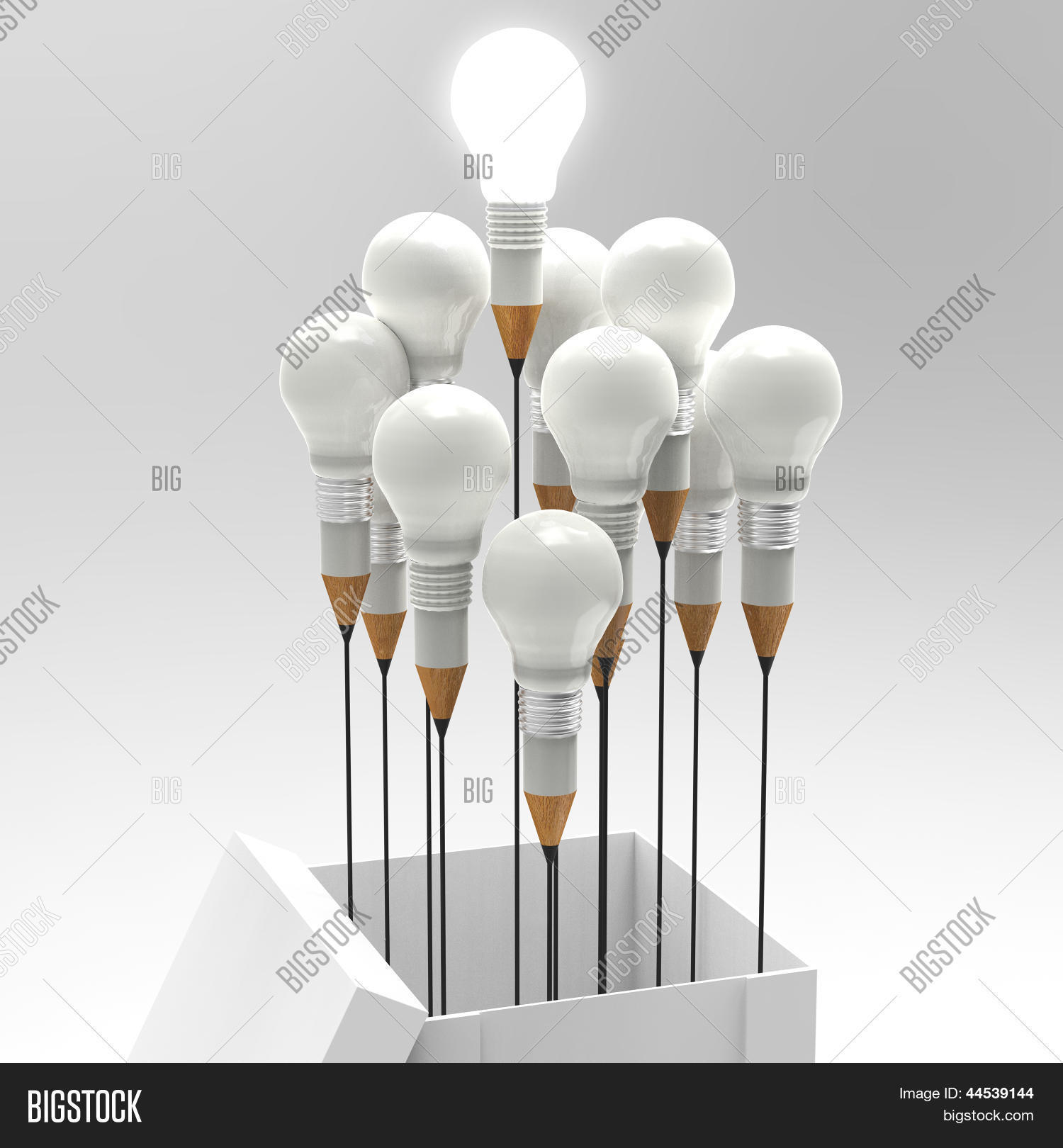 Dibujo a lápiz de la idea y concepto de la bombilla de luz fuera ... Design creativo recinto