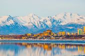 picture of sunset  - Downtown Anchorage at sunset on a clear spring day.
** Note: Slight graininess, best at smaller sizes - JPG 