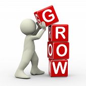 stock photo of growing  - 3d render of person placing grow cubes - JPG 