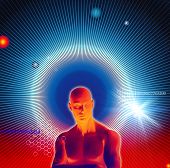 stock photo of science  - 3d men with abstract background - JPG 