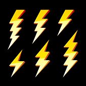 stock photo of discharge  - The vector illustration of lightning symbols  - JPG 