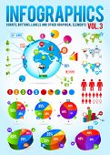 stock photo of globe  - Colorful infographic vector collection with charts - JPG 