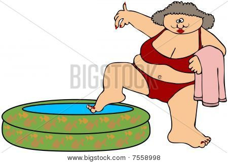 Chubby Woman In Bikini Stock