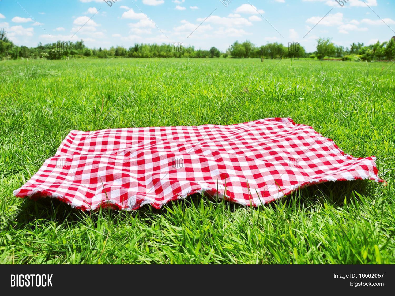Picnic Cloth On Meadow Copy Space Image & Photo Bigstock