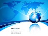 stock photo of earth  - Elegant Design Template With 3D Earth Globe Icon and Map - JPG 