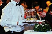 stock photo of restaurant  - coctail and banquet catering party event at beautiful hotel restaurant on night - JPG 