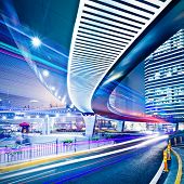 pic of cityscape  - the light trails on the modern building background in shanghai china - JPG 