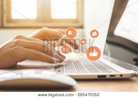 Poster: Hand Of Businessman Using Laptop